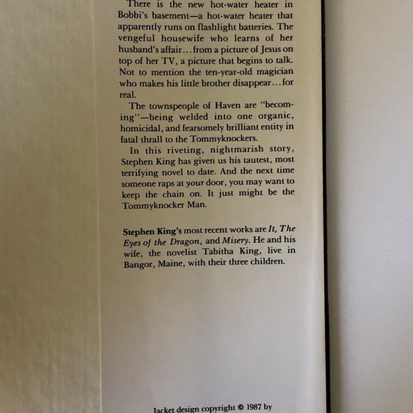 The Tommyknockers  by Stephen King (1987, Hardcover) First Edition - Picture 4 of 9
